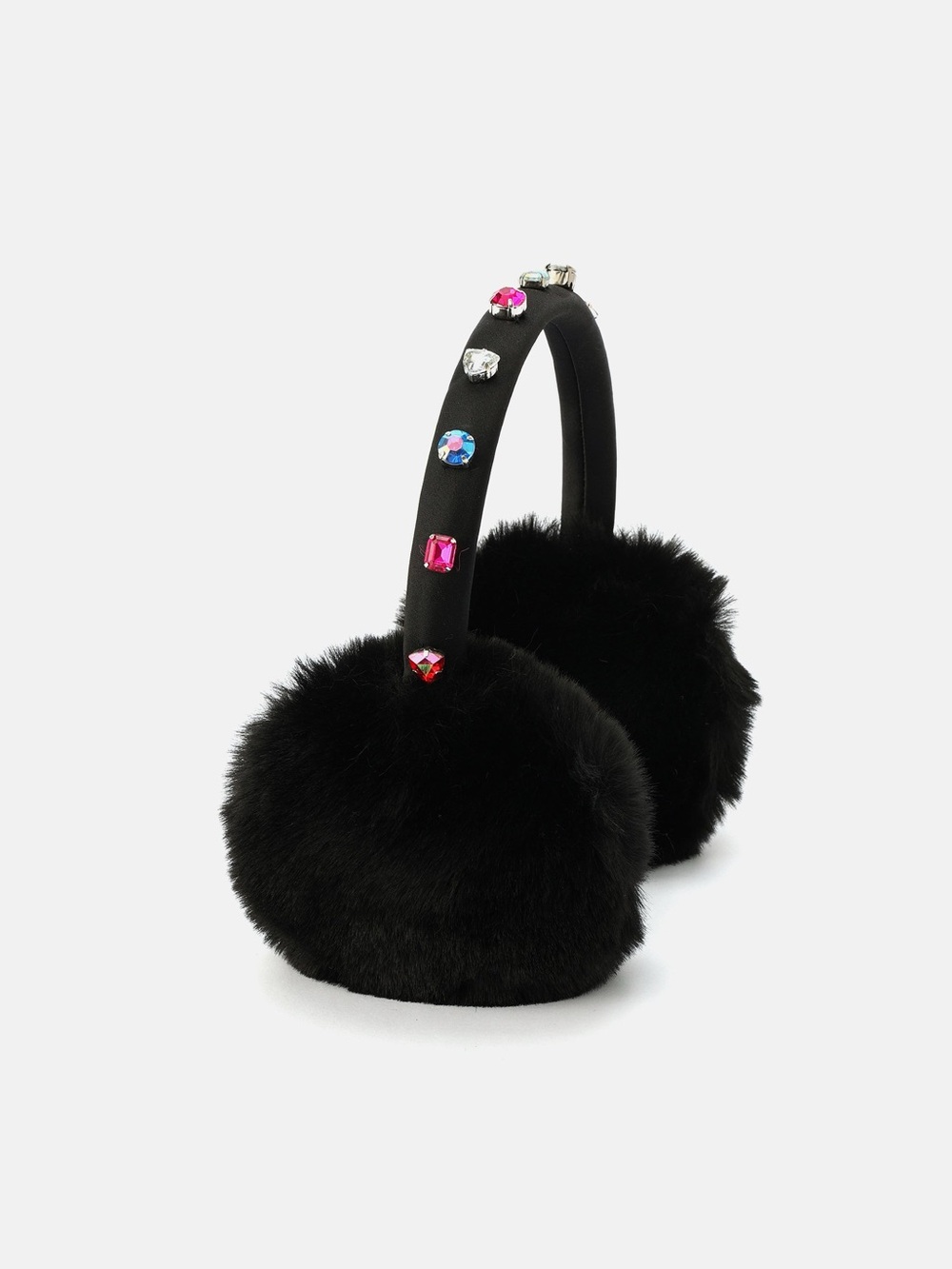 kate spade Black Faux Fur Jeweled Headband Earmuffs